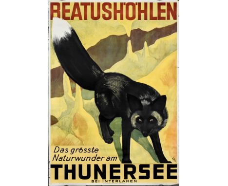 Alex Walter Diggelmann (1902-1987) – Lithograph in colours – Poster – “Beatushöhlen” (1930), printed by Laupen Bern, Zurich, 