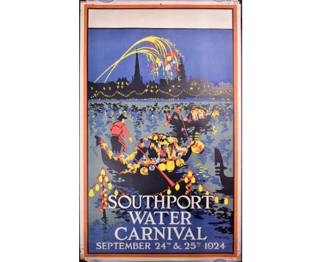A. E. Halliwell (1905-1987) &ndash; Lithograph in colours &ndash; Poster &ndash; &ldquo;Southport Water Carnival&rdquo; (1924