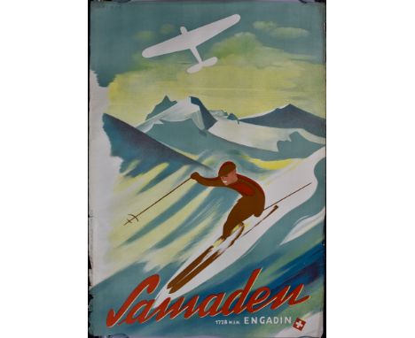 Alfred Widmer (1879-?) &ndash; Lithograph in colours &ndash; Poster &ndash; &ldquo;Samaden&rdquo; (1937), poster design for S