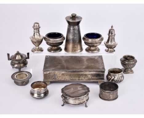 An Elizabeth II Silver Lighthouse Pattern Pepper Mill and Mixed Silver, the mill by Joseph Gloster Ltd, Birmingham 1971, with