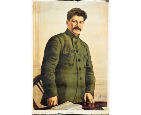 Isaak Brodsky (1884-1939) &ndash; Lithograph in colours &ndash; Poster &ndash; &ldquo;Joseph Vissarionovich Stalin &ndash; Se