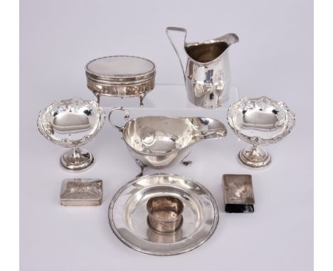 An Edward VII Silver Oval Sauce Boat and Mixed Silver,&nbsp;the sauce boat by Jay, Richard Attenborough Co Ltd, Chester 1908,