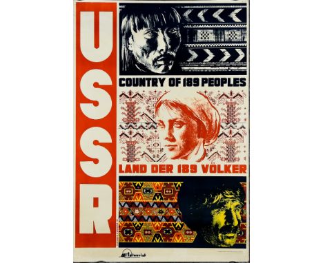 Sergei Sakharov (1906-1969) &ndash; Lithograph in colours &ndash; Poster &ndash; &ldquo;USSR Country Of 189 Peoples&rdquo; (1