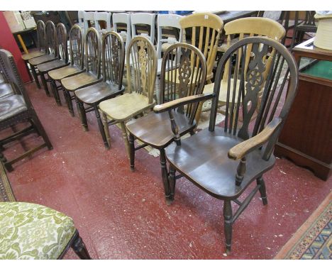 9 stick &amp; wheelback back chairs to include 1 carver