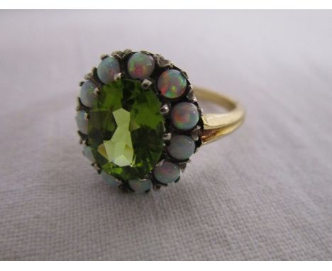 15ct gold peridot &amp; opal cluster ring