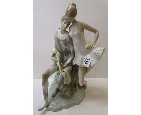Lladro: Large and impressive figure 'Romance Harlequin' with lute and ballerina - Model No 4813, issued in 1972 - 1981 - H: a