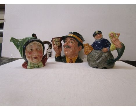 Royal Doulton Toby jug D6796, Royal Doulton character teapot D6818 &amp; Beswick character teapot