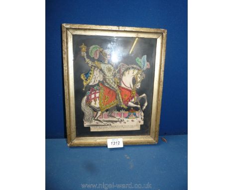 An attractive Victorian montage of 'The Royal Champion with the Cup', an M and M Skelt print, cut out and mounted on black ba