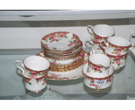 A Royal Stafford 'Olde English Garden' part Teaset comprising six of each cups, saucers and tea plates, milk jug, sugar bowl 