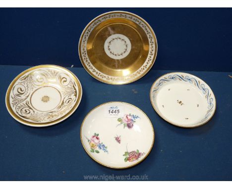 A small study collection of four 18th- early 19th century saucers;  Vienna x 2, Berlin x 1 and Sevres x 1.