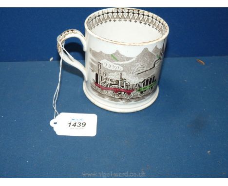 An 1870's-80's railway Mug marked to base for Blackhurst and Tunnicliffe and with 'Railway' in scroll pattern, the engine tit