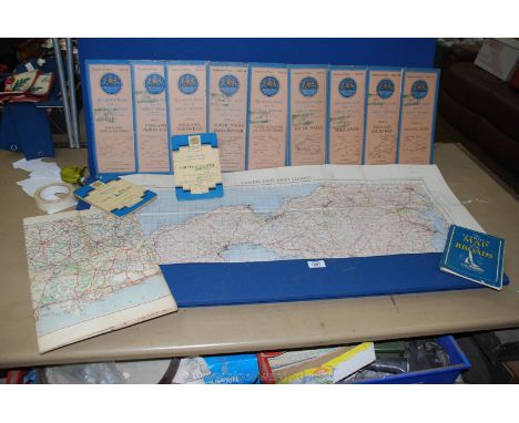 A quantity of maps, including Daily Mail Motor Road of London, 10 Miles Round Lands End and Lizard and Ordnance Survey maps o