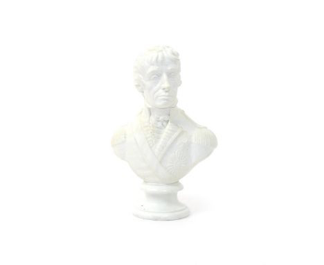 A Copeland and Garrett smear-glazed portrait bust of Lord Nelson mid 19th century, after a bust by Lucius Gahagan, wearing hi