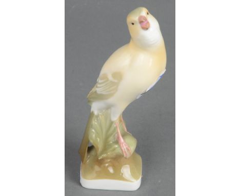Kanarienvogel. Nymphenburg 20. Jh. Porzellan, naturalistisch modelliert und staffiert; im Sockel eingepresste Rautenmarke, Ri