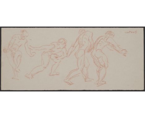 Paul Cadmus (American, 1904-1999). Crayon on light blue or gray paper sketch drawings depicting male nude poses. Along the re