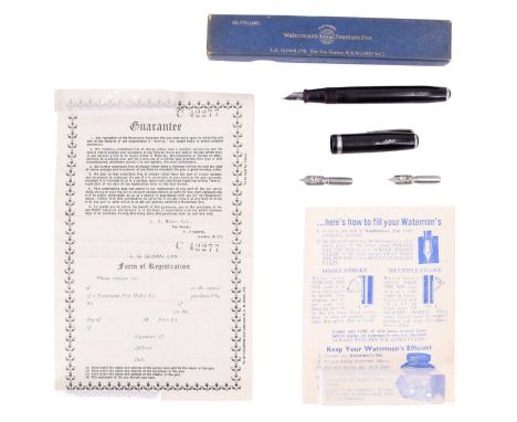 A vintage boxed Waterman Ideal Fountain Pen having a Scripto nib together with a 3 1/2 and 4 1/2 WM Mitchell's Pedigree Round
