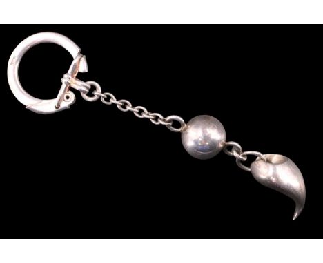A contemporary Georg Jensen white metal key ring, bearing stamped maker's mark and '925', 8 cm overall