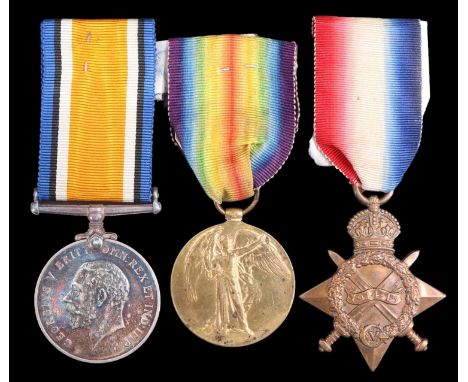 A 1914-15 Star, British War and Victory Medals to 5735 Pte R Denwood, Border Regiment