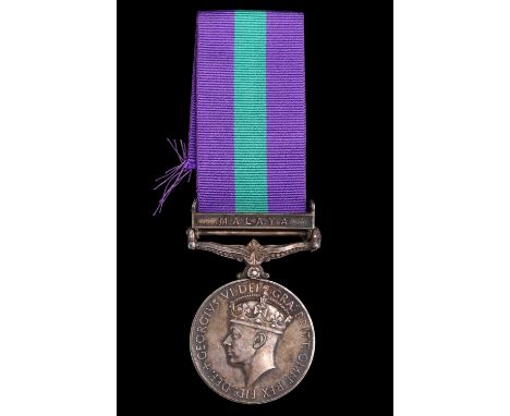 A General Service Medal with Malaya clasp to 22857670 Spr H F Robinson, Royal Engineers