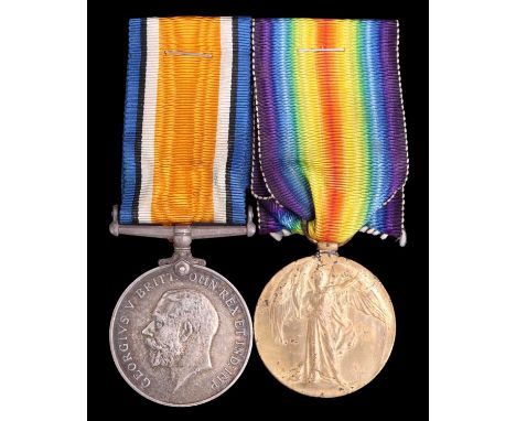 British War and Victory medals to 27005 Pte R Burns, Border Regiment