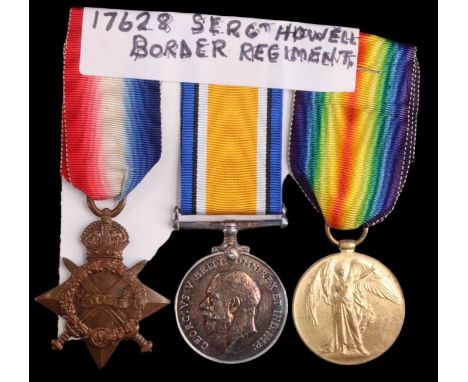 A 1914-15 Star, British War and Victory medals to 17628 L Sjt E Howell, Border Regiment