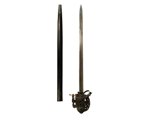 A reproduction Scottish Highland broadsword, 103 cm in scabbard