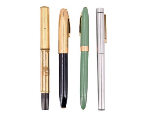 Three vintage Sheaffer fountain pens, two having 14 k gold nibs, together with a similar vintage Waterman fountain pen