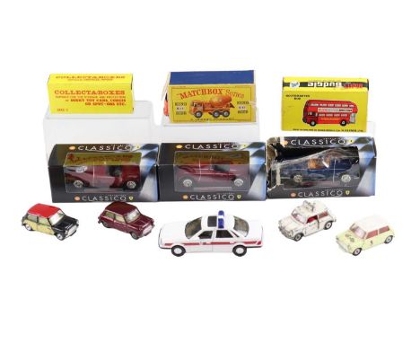 A small quantity of vintage and later diecast vehicles comprising a boxed Matchbox Series K-13 Readymix Concrete Truck, a box