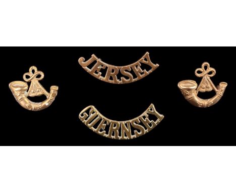 Jersey and Guernsey Light Infantry brass shoulder titles
