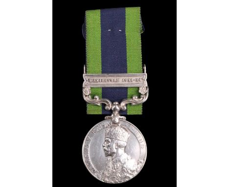 An India General Service Medal with Waziristan 1921-24 clasp to Pte J Weir, Border Regiment