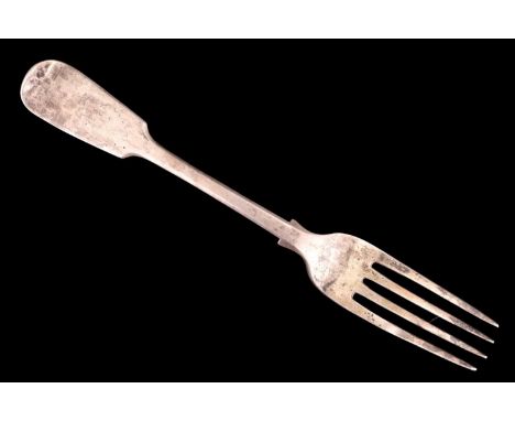 A George III Scottish silver fiddle pattern table fork, R &amp; R Keay, Edinburgh, 1803, 60 g