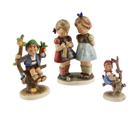 Three Hummel / Geobel figurines including Apple Tree Boy, tallest 19 cm