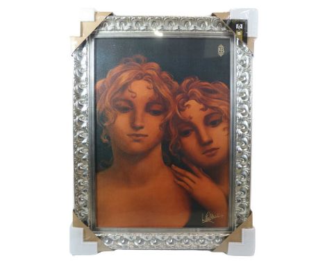 After Laurence Roderick Llewelyn Bowen (contemporary) A warm-toned portrait study of two young ladies, print, signed, in fanc