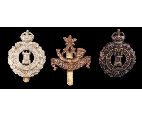 Isle of Wight Rifles and Royal Guernsey Light Infantry cap badges