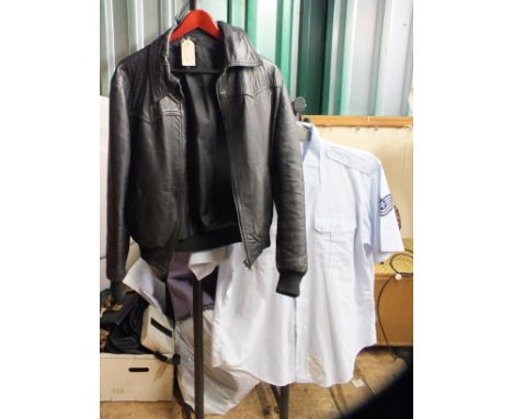 A vintage leather bomber jacket (42" chest) and a US Airforce style shirt