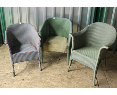 Three vintage green loom style chairs 