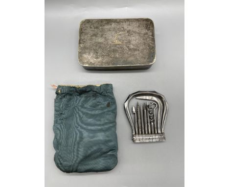 Mappin and Webb metal sandwich tin and vintage metal multi-tool