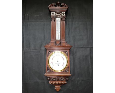 Wall hanging Barometer in mahogany case.