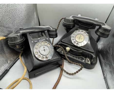 Two vintage telephones.