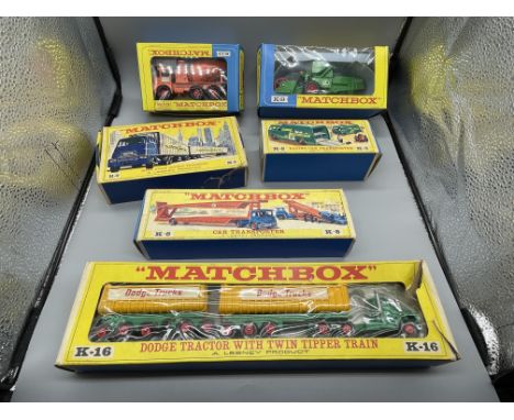 Boxed Matchbox k16, k5, k13, k9, k8, m9 light playworn some tires have swollen and gone,