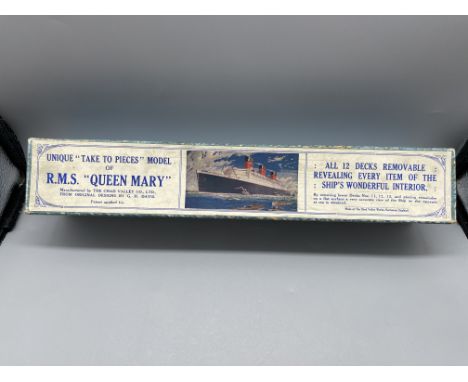 Vintage boxed take apart model of the RMS Queen Mary. 