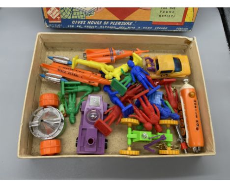 Vintage plastic Thunderbirds and space vehicles.