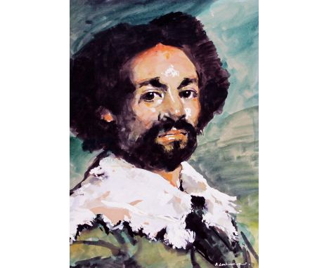 Robert Lenkiewicz (1941-2002), untitled, portrait, signed bottom right, acrylic on paper, 30cm x 48cm, framed 48cm x 67cm  