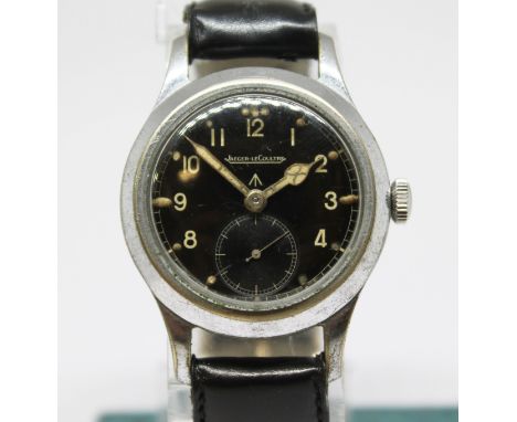 A military issue Jaeger-LeCoultre "Dirty Dozen" wristwatch, circa 1945, cal. 479, stainless steel case, diam. 36mm, signed bl