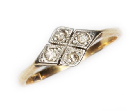 An antique diamond ring, marked '18ct', gross wt. 2g, size L.  