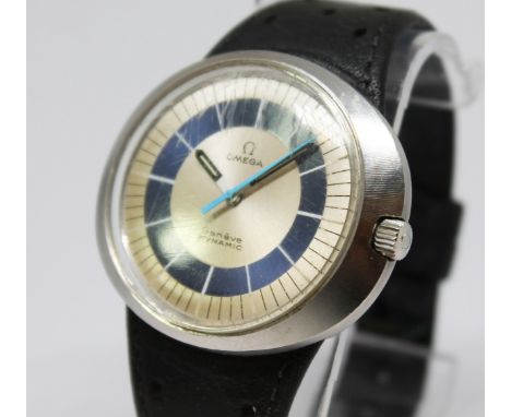 An Omega Dynamic "Bulls-Eye" stainless steel wristwatch, circa 1969, case width 43mm, manual wind, leather strap, original bu