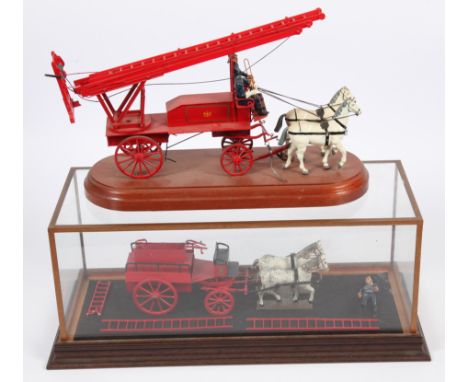 C.B.G. Mignot &amp; Other - A Pair of Horse-Drawn Fire Engine Models. Both mounted on plinths, one in removeable Perspex case
