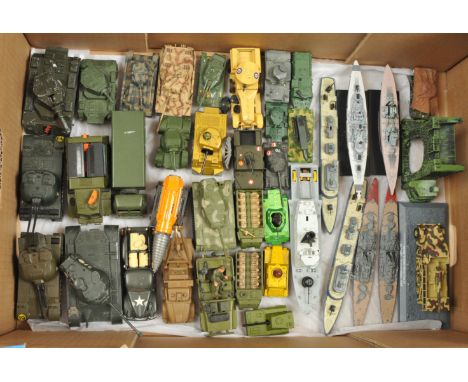 Various Makers - A Group of Unboxed Military Vehicles, Ships, Etc. Including: Dinky, Corgi, Matchbox, Solido &amp; Others. Co