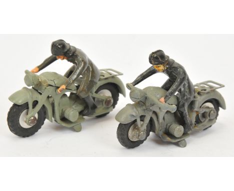 Marklin Diecast Military Pre-War A Pair Of Motorcycles&nbsp; To Include Dispatch rider - (1) Grey with Black figure and (2) G