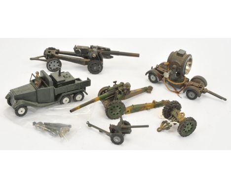 Marklin Diecast Military Pre-War Group To Include Mobile Searchlight - Grey; 6-wheeled Open back Truck - dark Grey; plus othe
